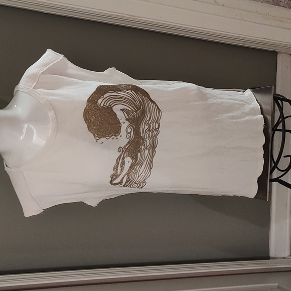 We The Free Tops - We The Free Cream Barbary Tee Gold Ocean Graphic